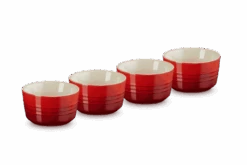 Le Creuset Schaaltje 100 Ml ø 7,8 Cm Aardewerk Kersrood 4 Stuks